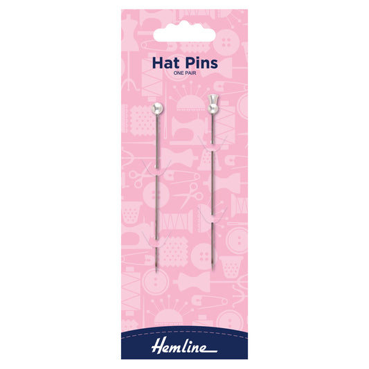 Two Hemline hat pins with ball and thistle heads