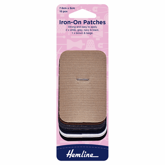 Assorted Denim Iron-On Patches - 7.5 x 5cm (10 Pack)