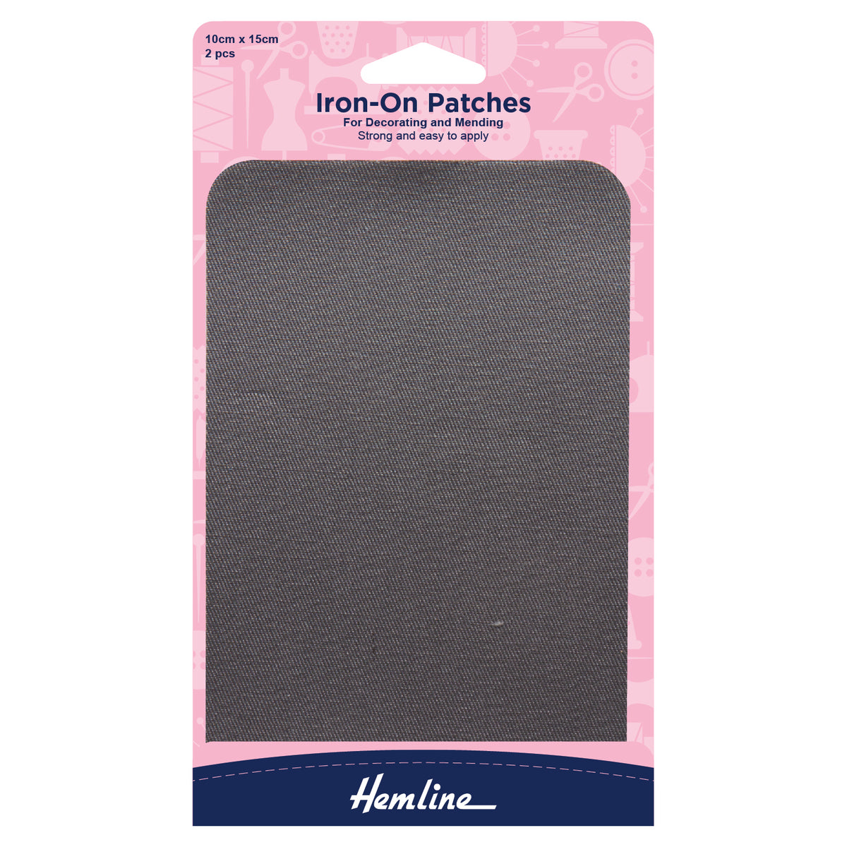 Two Hemline light grey twill repair patches in their pack
