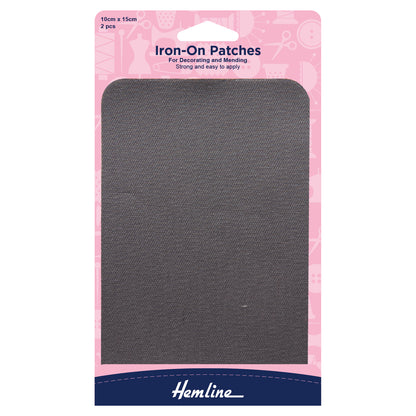 Two Hemline light grey twill repair patches in their pack
