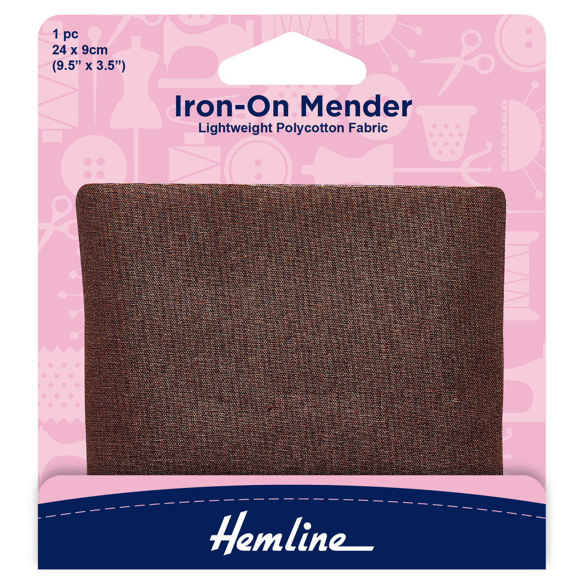 Hemline brown polycotton mending patch in its pack