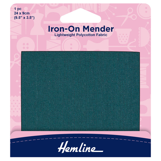 Hemline bottle green polycotton mending patch in its pack