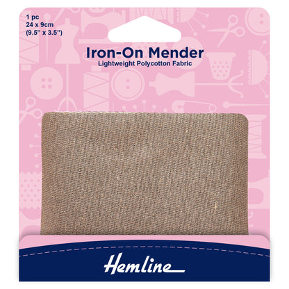 Hemline fawn iron-on polycotton mending patch