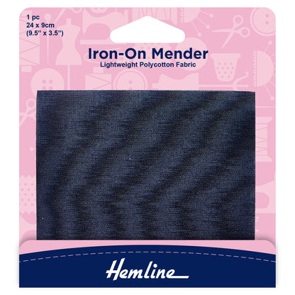 Hemline navy iron-on polycotton mending patch