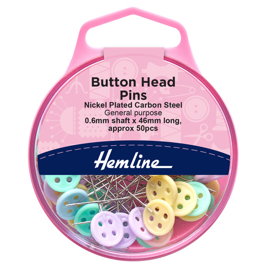 Box of long pins with assorted coloured button heads