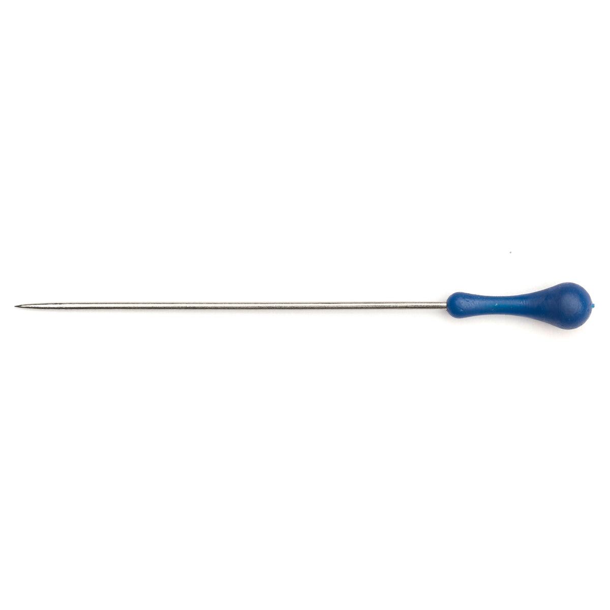 Box of long pins with blue elongated plastic heads