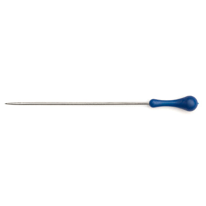 Box of long pins with blue elongated plastic heads