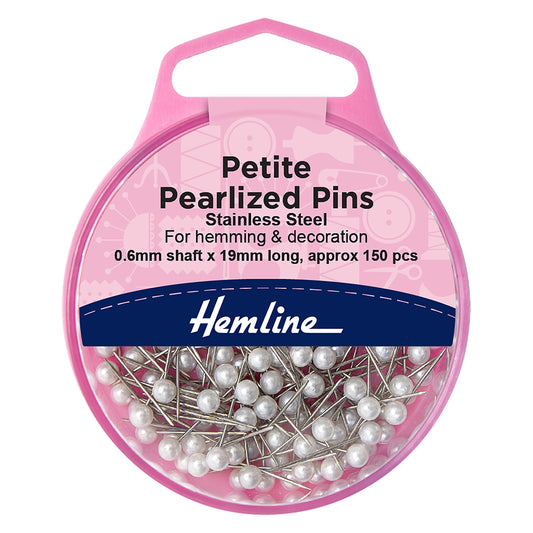 Hemline case of short pearl head pins