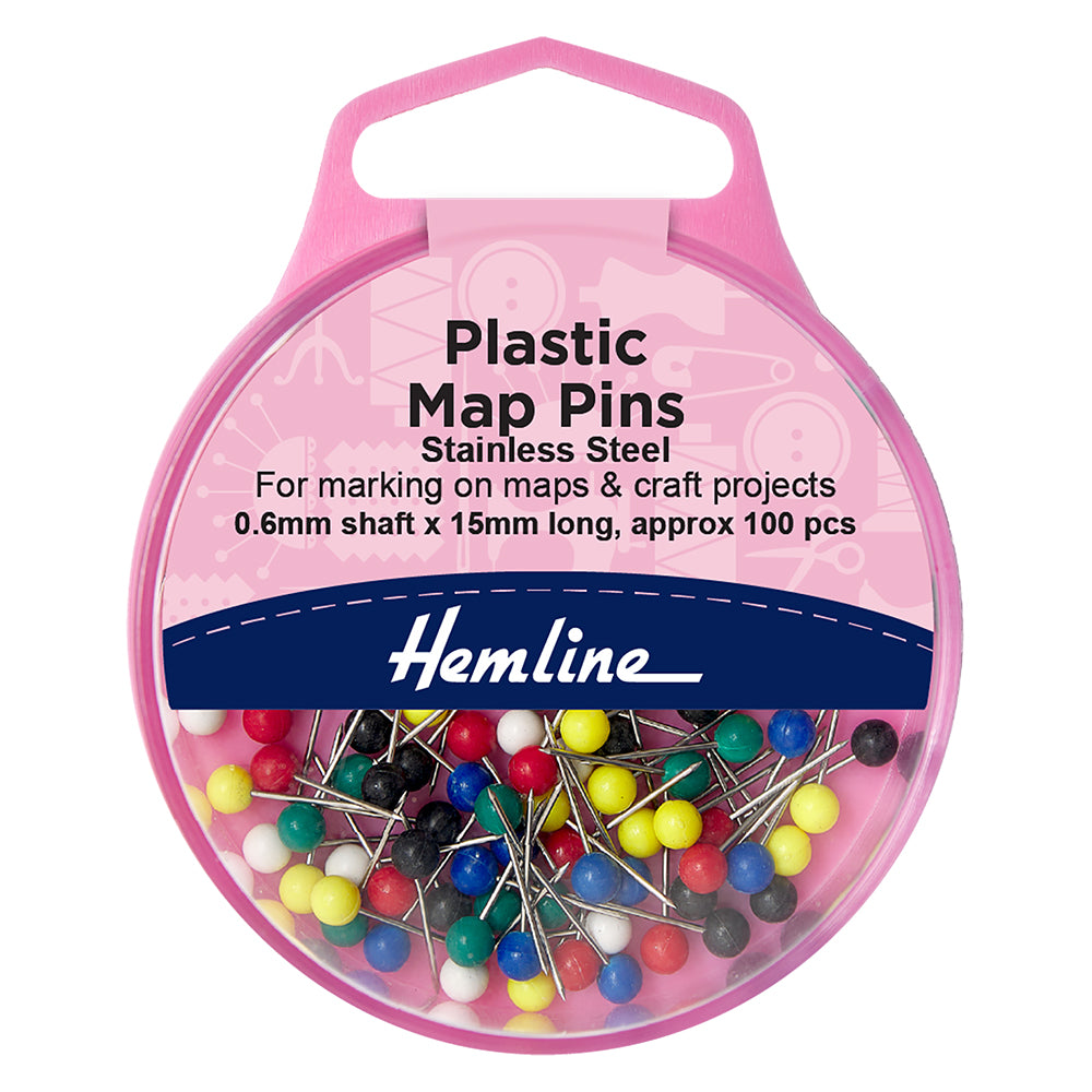 Hemline case of small map pins