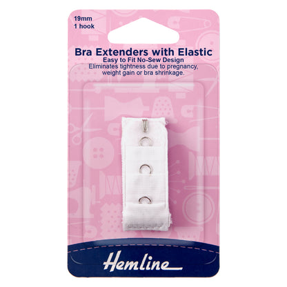 White bra back extender on a Hemline card