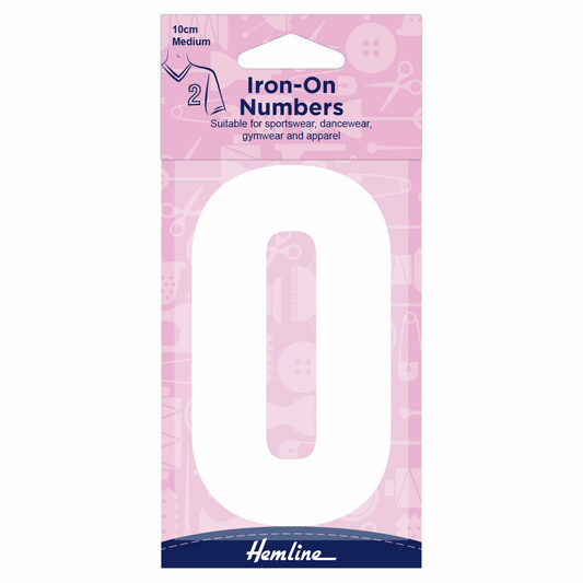 Hemline White Iron-On Number 0 - 10cm (Medium)