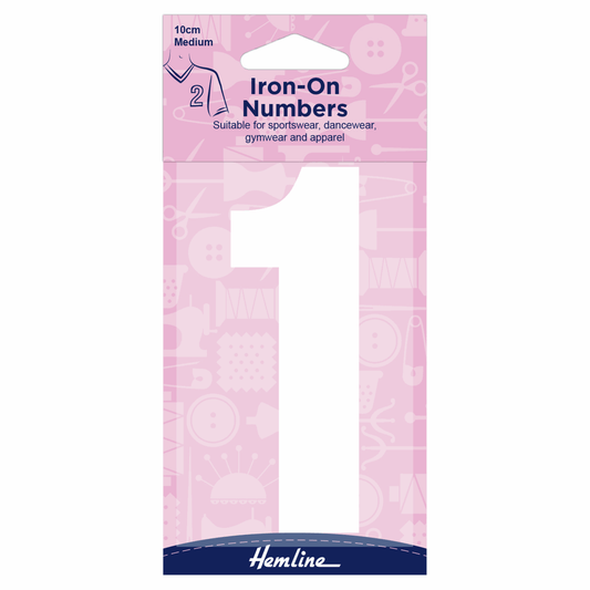 Hemline White Iron-On Number 1 - 10cm (Medium)