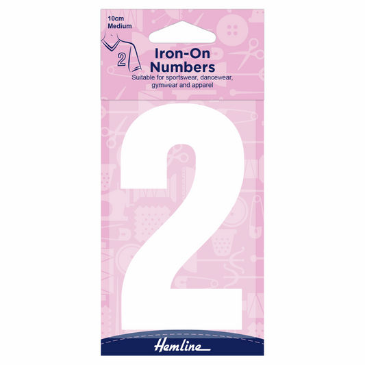 Hemline White Iron-On Number 2 - 10cm (Medium)