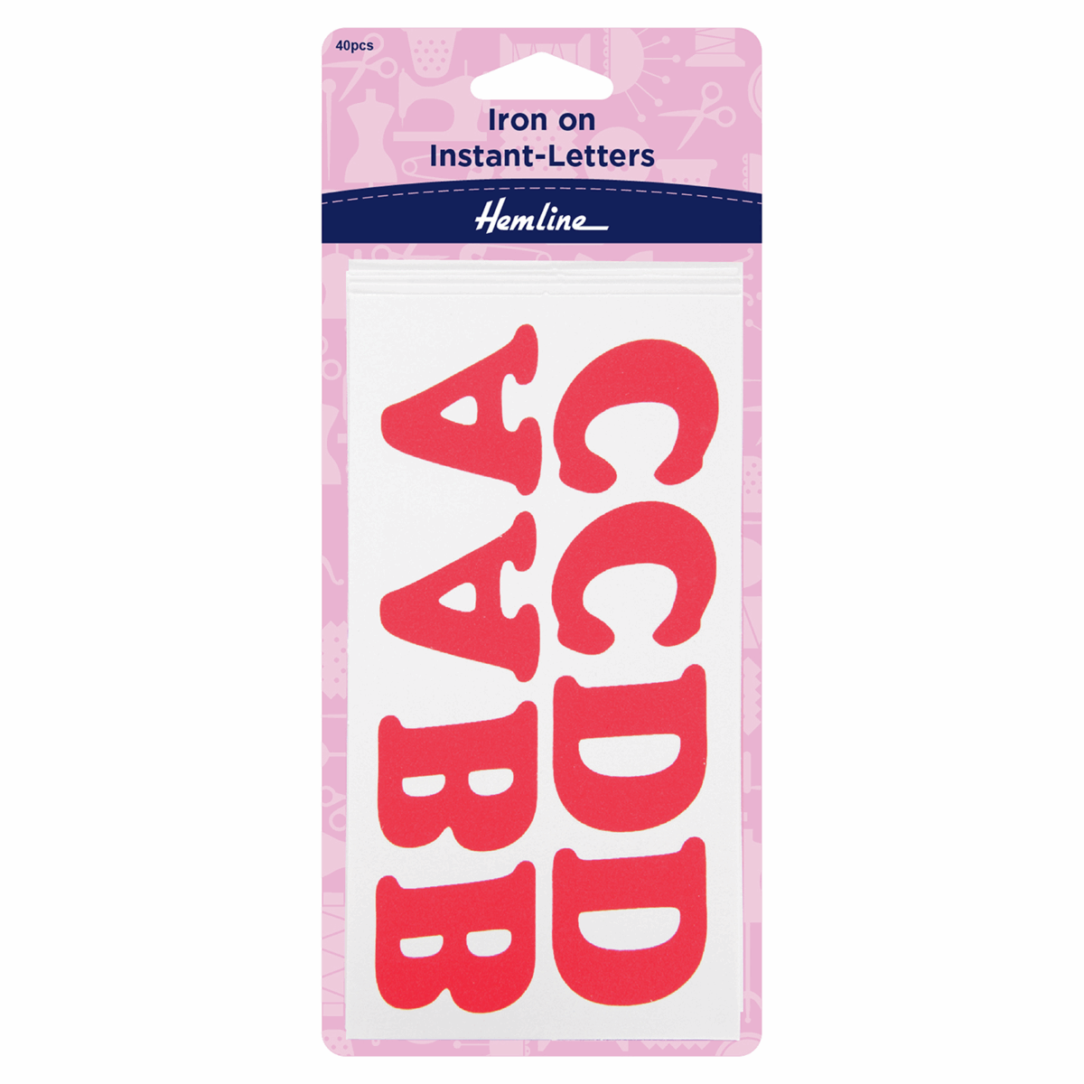 Hemline Red Iron-On Instant Letters (Pack of 40)