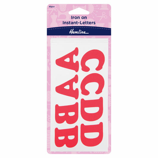 Hemline Red Iron-On Instant Letters (Pack of 40)
