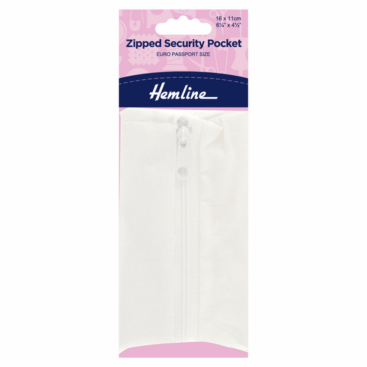 Hemline Zipped Security Pocket - Passport Size