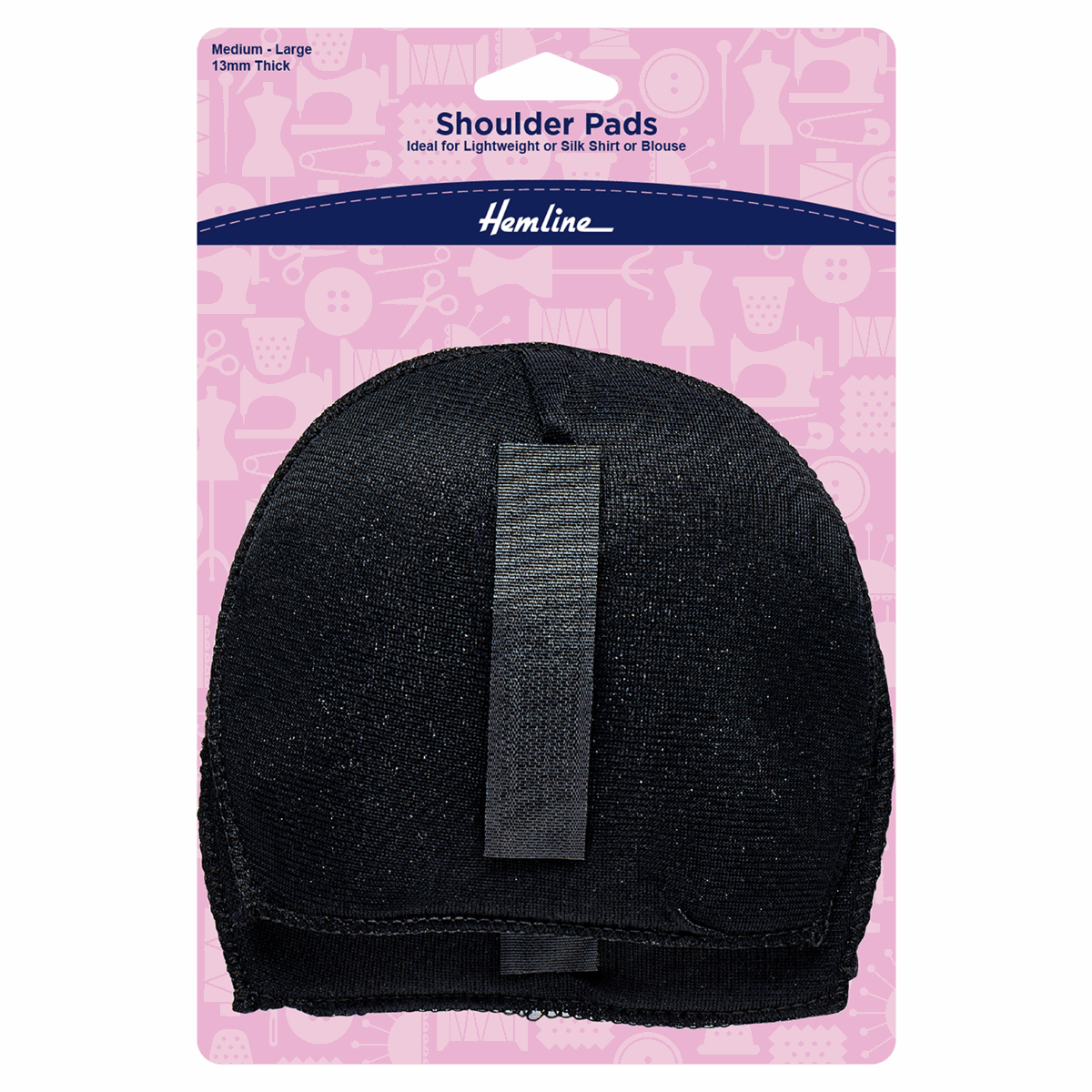 Hemline Black Shirt/Blouse Shoulder Pad - Medium (Pack of 2)