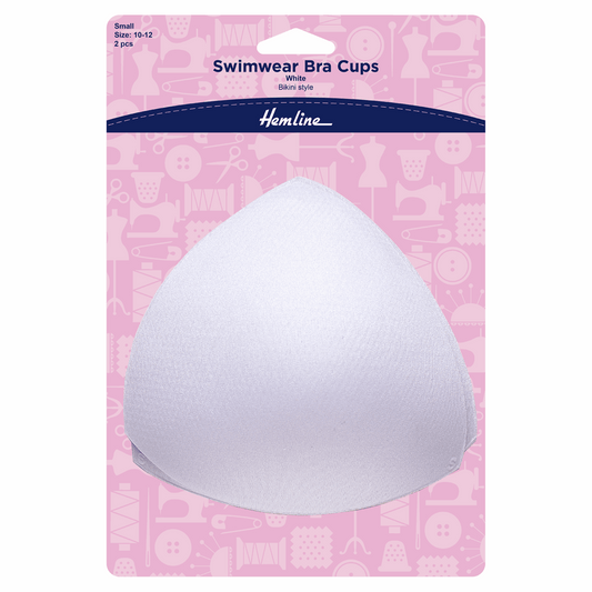 Hemline White Swimwear/Bikini Style Bra Cups - Small (Size 10-12)