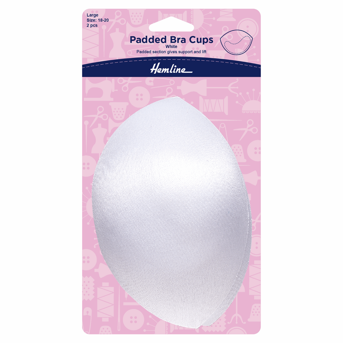 Hemline White Padded Bra Cups - Large (Size 18-20)
