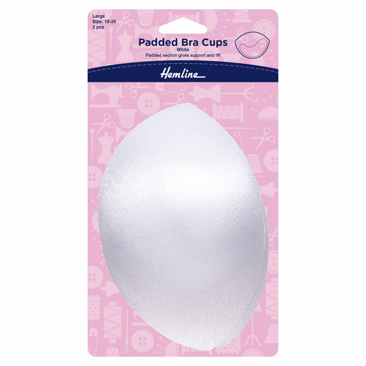 Hemline White Padded Bra Cups - Large (Size 18-20)