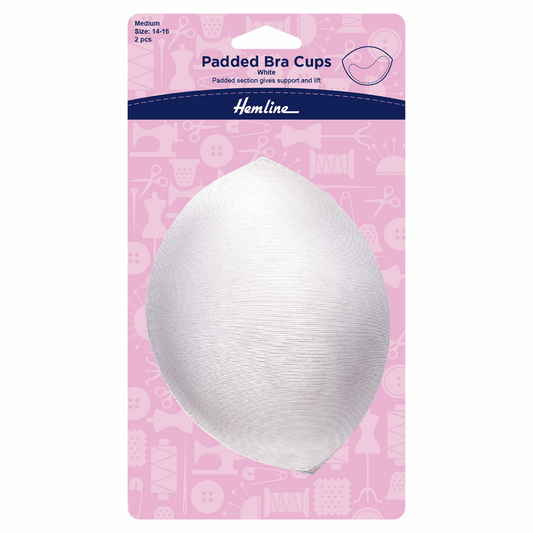Hemline White Padded Bra Cups - Medium (Size 14-16)