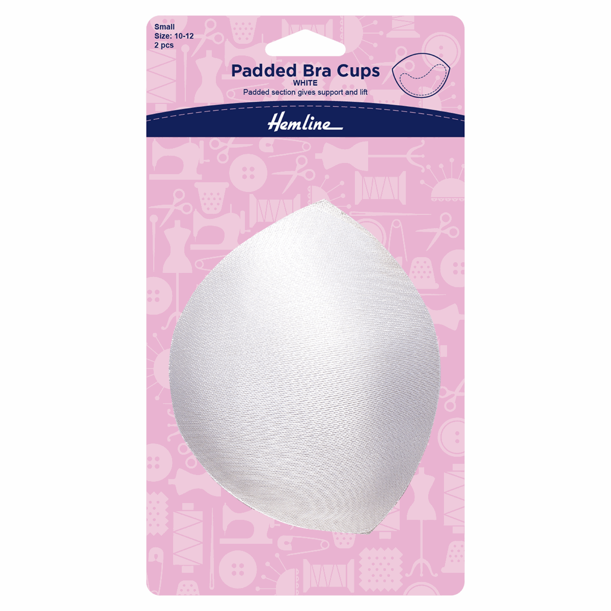 Hemline White Padded Bra Cups - Small (Size 10-12)