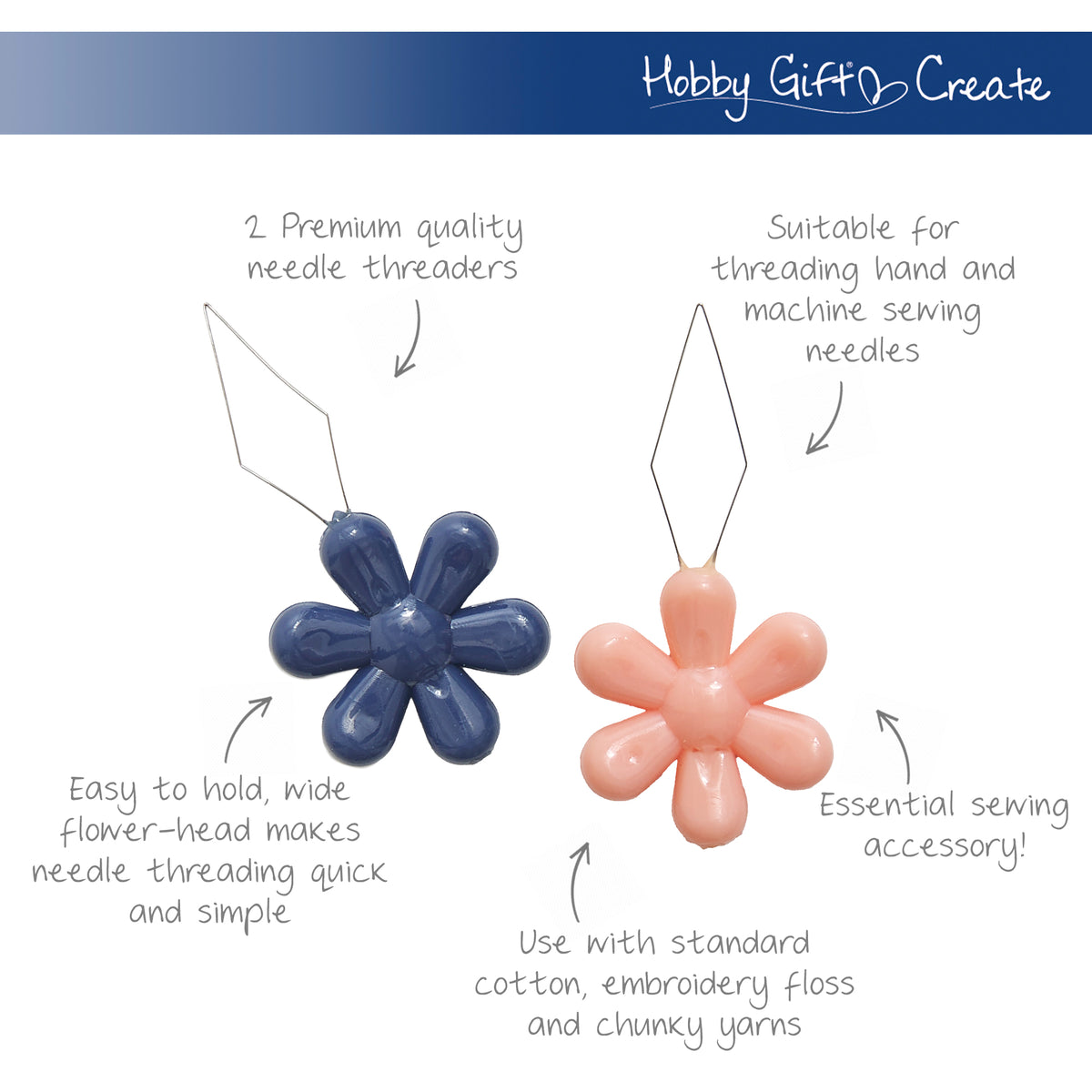 Blue and pink flower needle threaders