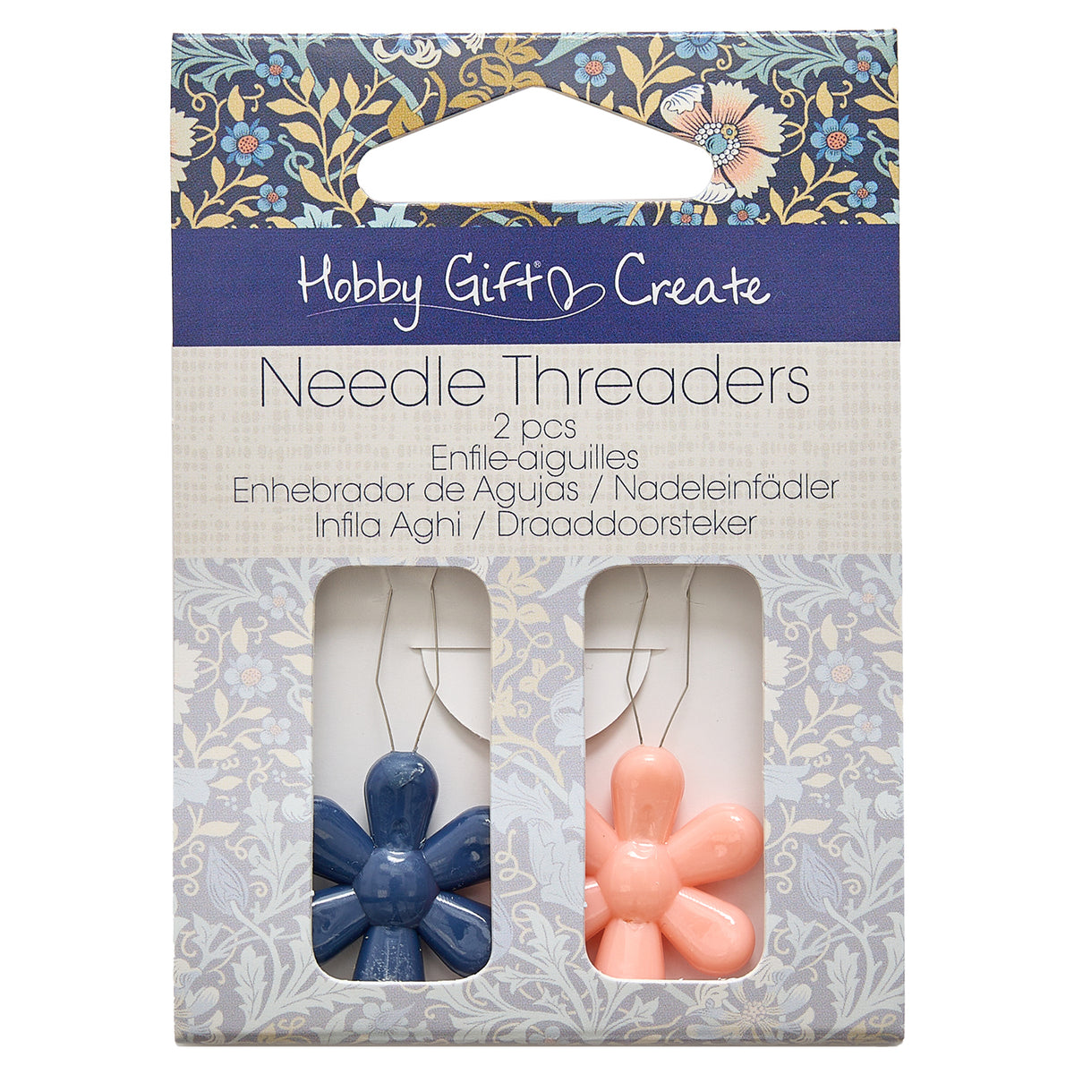 Blue and pink flower needle threaders