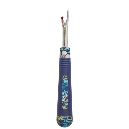 Printed seam ripper with dark blue soft grip