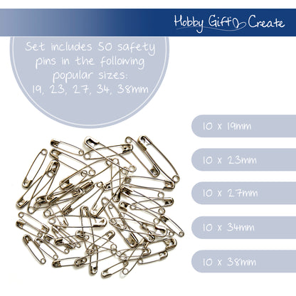 Glass jar of assorted silver safety pins