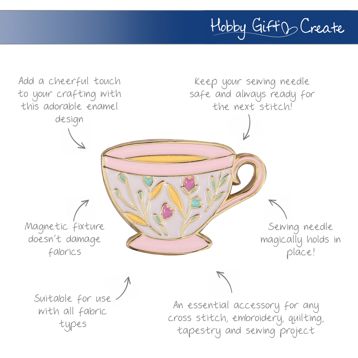 Enamel teacup magnetic needle minder