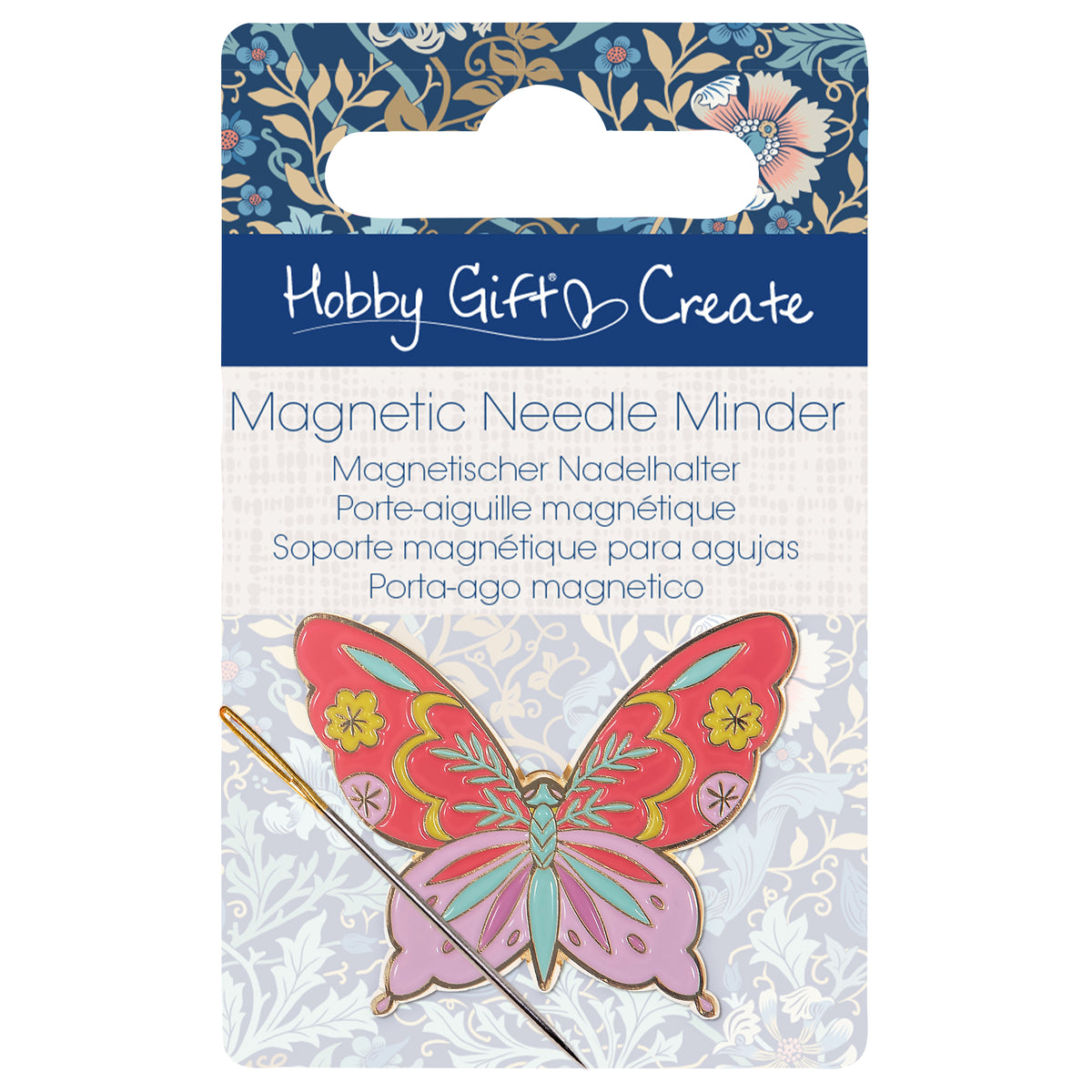 Colourful enamel butterfly needle minder