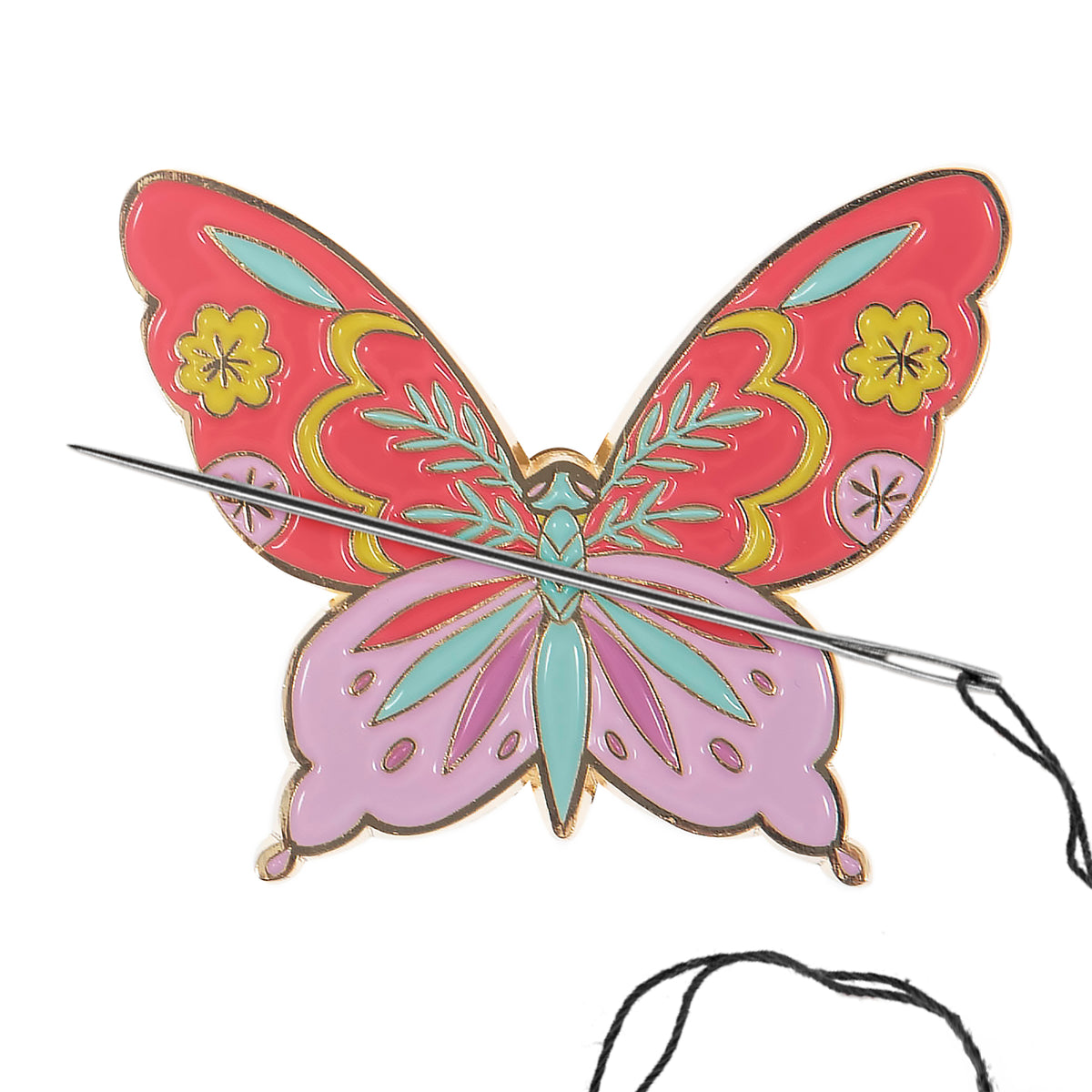 Colourful enamel butterfly needle minder