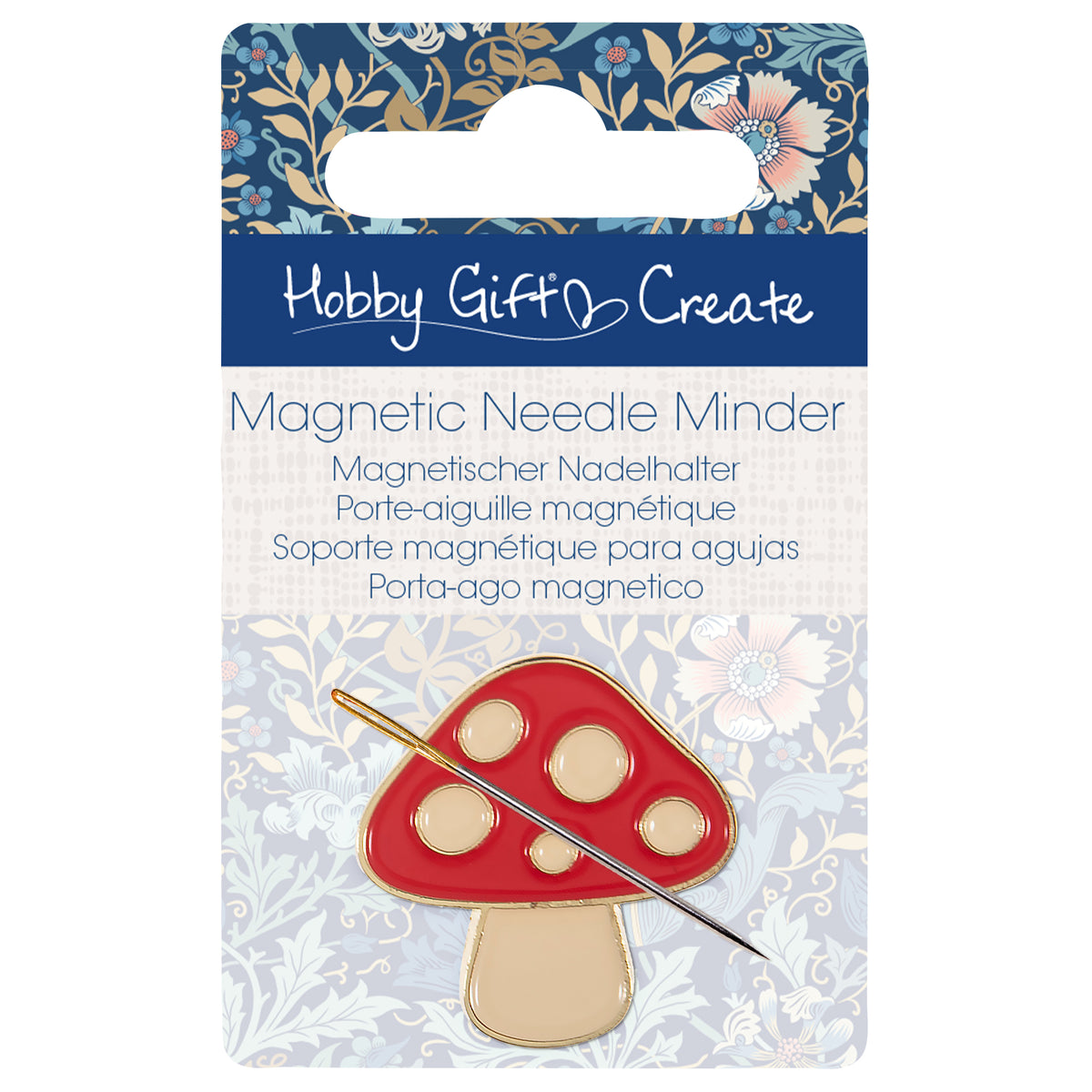 Red and cream enamel toadstool needle minder