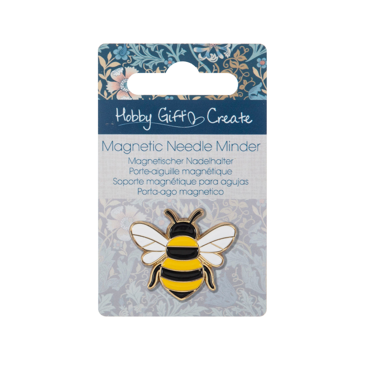Yellow and black enamel bee needle minder