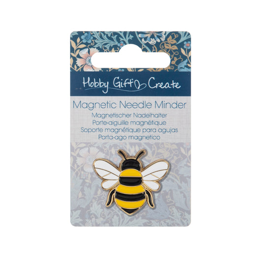 Yellow and black enamel bee needle minder