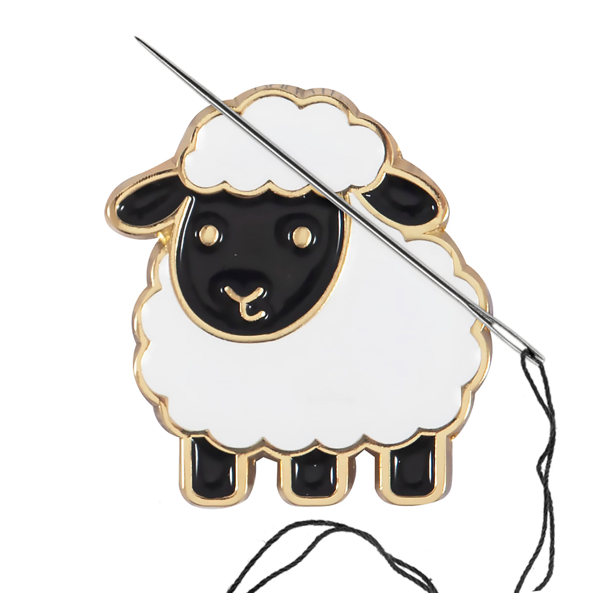 Black and white enamel sheep needle minder