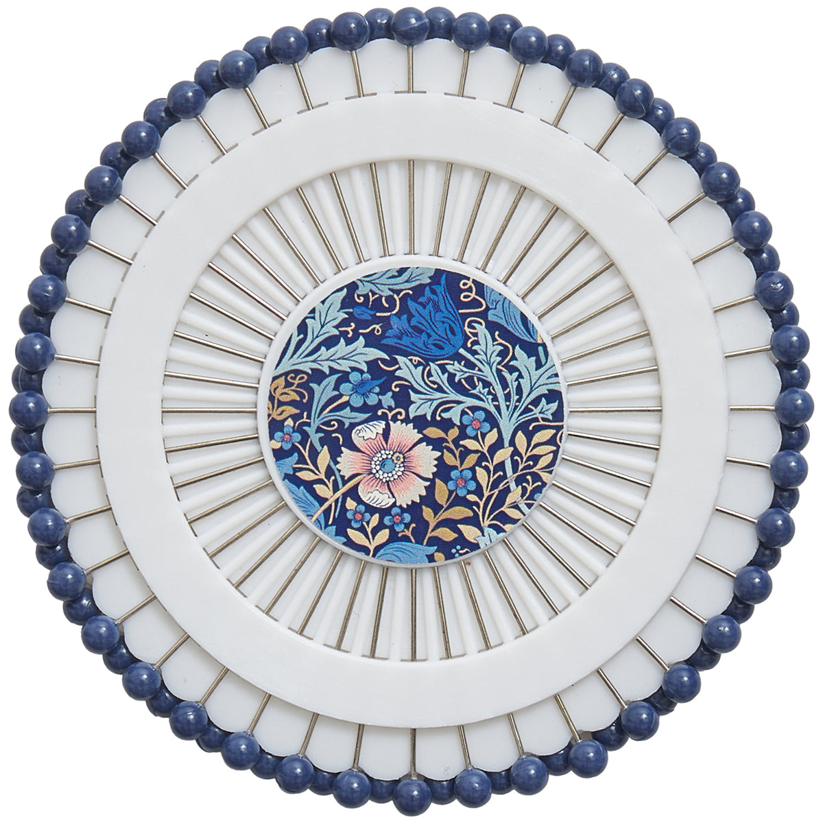 Round printed wheel holder with blue plastic head pins