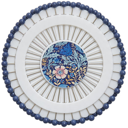 Round printed wheel holder with blue plastic head pins