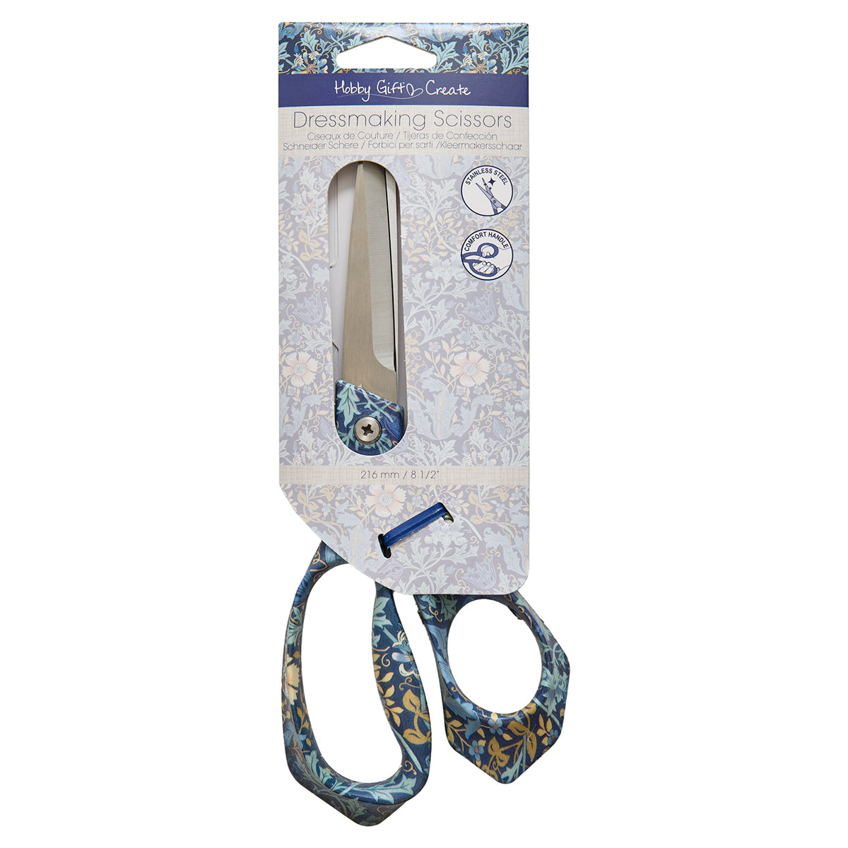 Dressmaking shears with woodblock floral printed handles