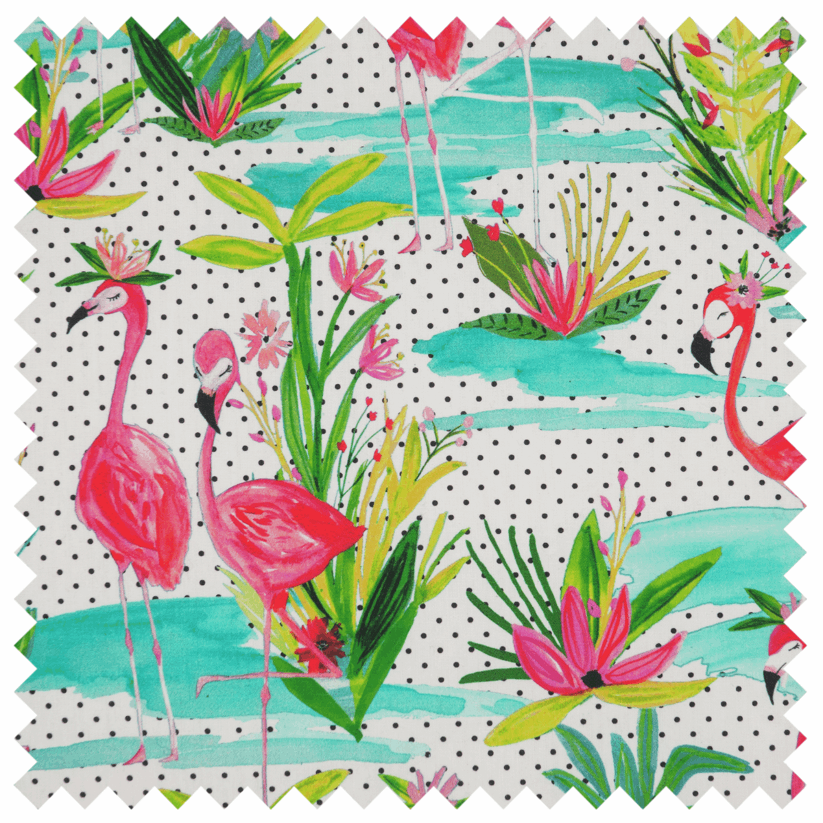 Craft Bag with Wooden Handles - Flamingos