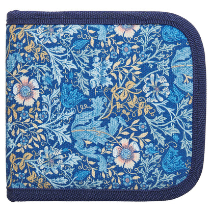Zipped square sewing kit case in woodblock floral print