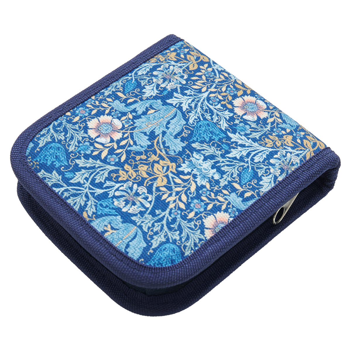 Zipped square sewing kit case in woodblock floral print