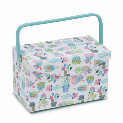 Cactus Party Sewing Box with Fold Over Lid - Medium