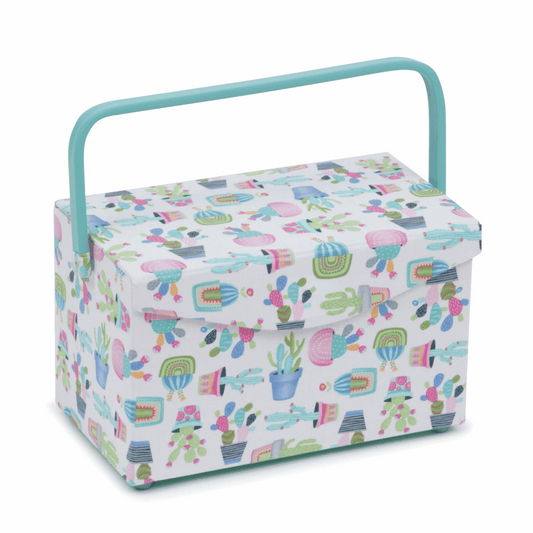 Cactus Party Sewing Box with Fold Over Lid - Medium
