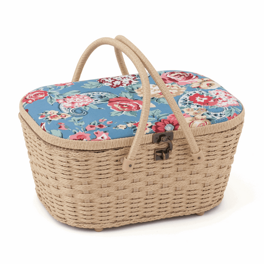Wicker Basket Sewing Box - Kashmir Rose