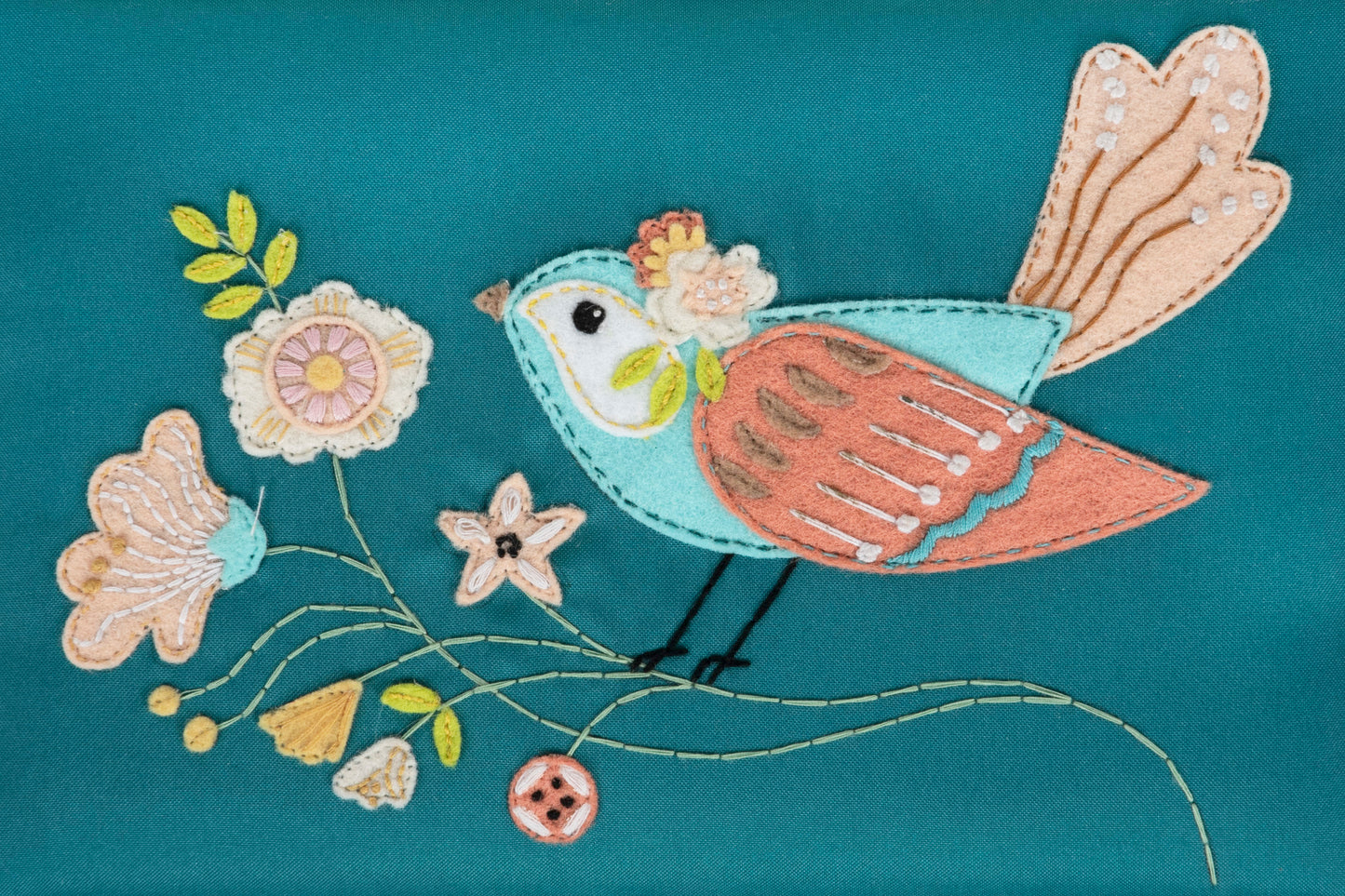 Bird Aviary Appliqué Sewing Box - Medium