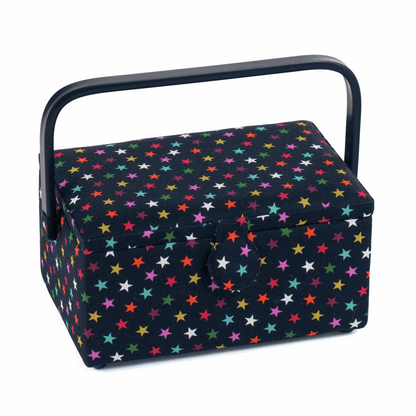 Navy Stars Rectangle Sewing Box - Medium