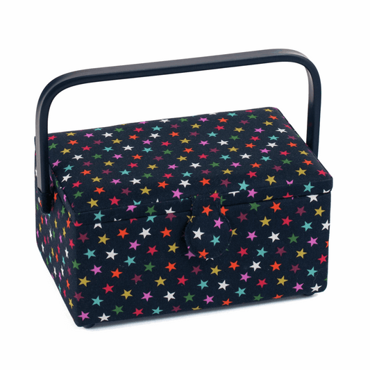 Navy Stars Rectangle Sewing Box - Medium