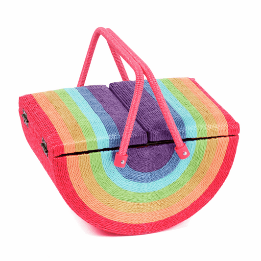 Wicker Rainbow Sewing Box with Twin Lid